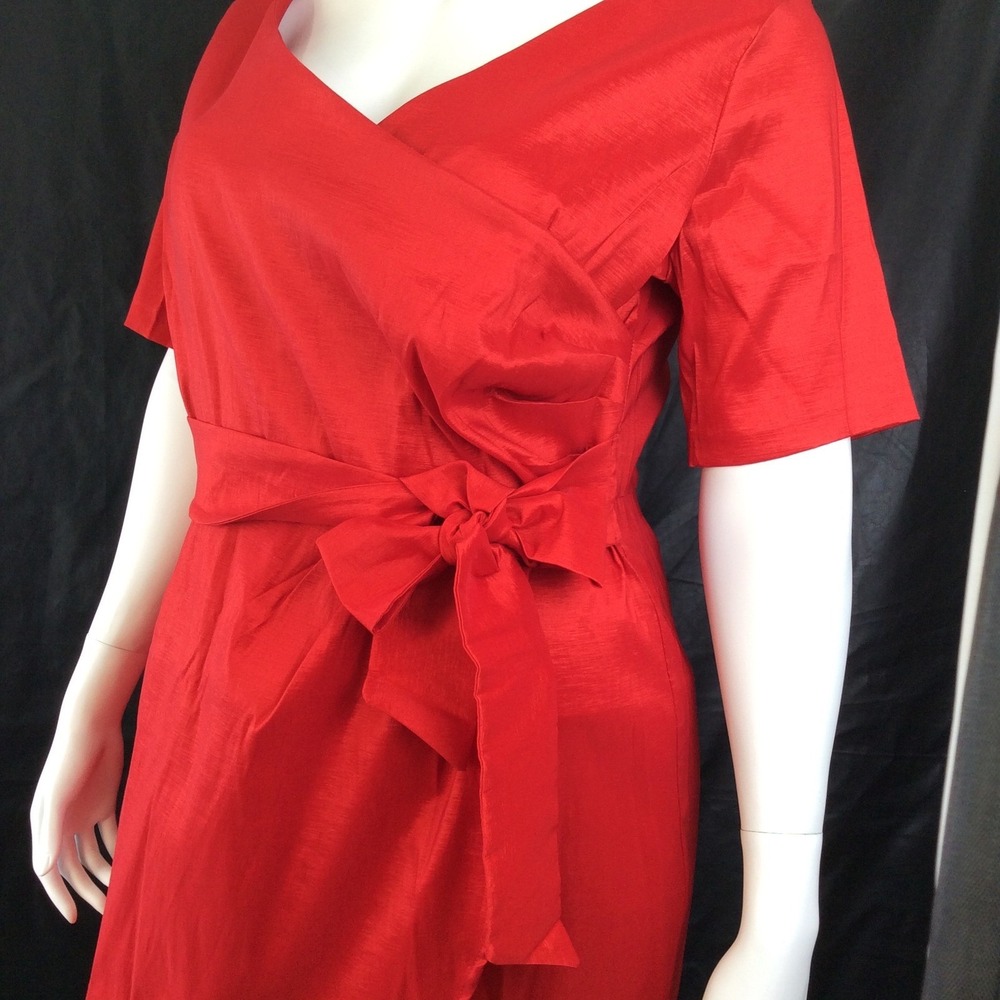 NWT Women Plus Size Dress Midi Red Faux Wrap Party Holiday 2X SWAK designs